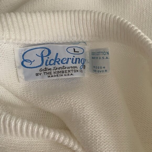 Pickering Sweater Men’s Large White Pullover Kiawak Golf V-Neck Vintage - Picture 9 of 11